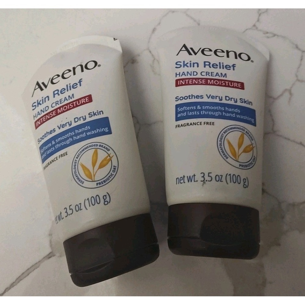 Aveeno Hand Cream Skin Relief Intense Moisture Soothe‎ Dry Skin 3.5 oz x 2 New